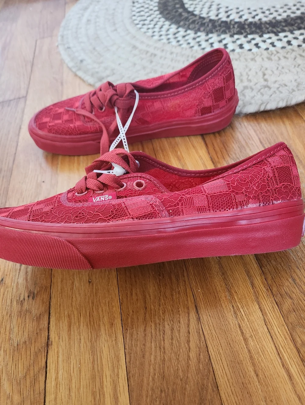 Vans Red Lace & Checkerboard Low-Top Sneakers